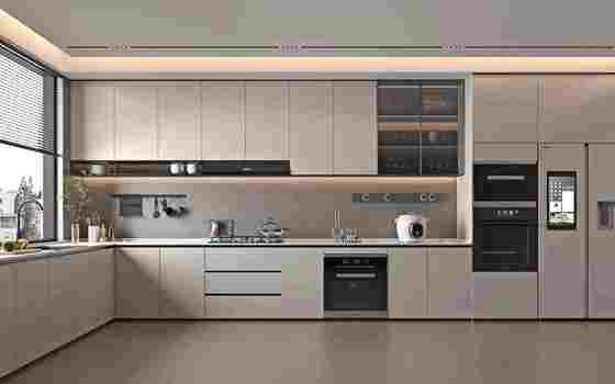 Beli Double Veneer Eco Friendly Custom Kitchen Cabinet Koleksi Kelas ENF pembuatan online