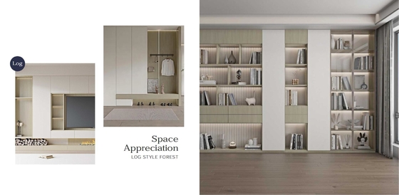Solid Wood MDF Customized Built In Wardrobe Designs With Integrated Handles